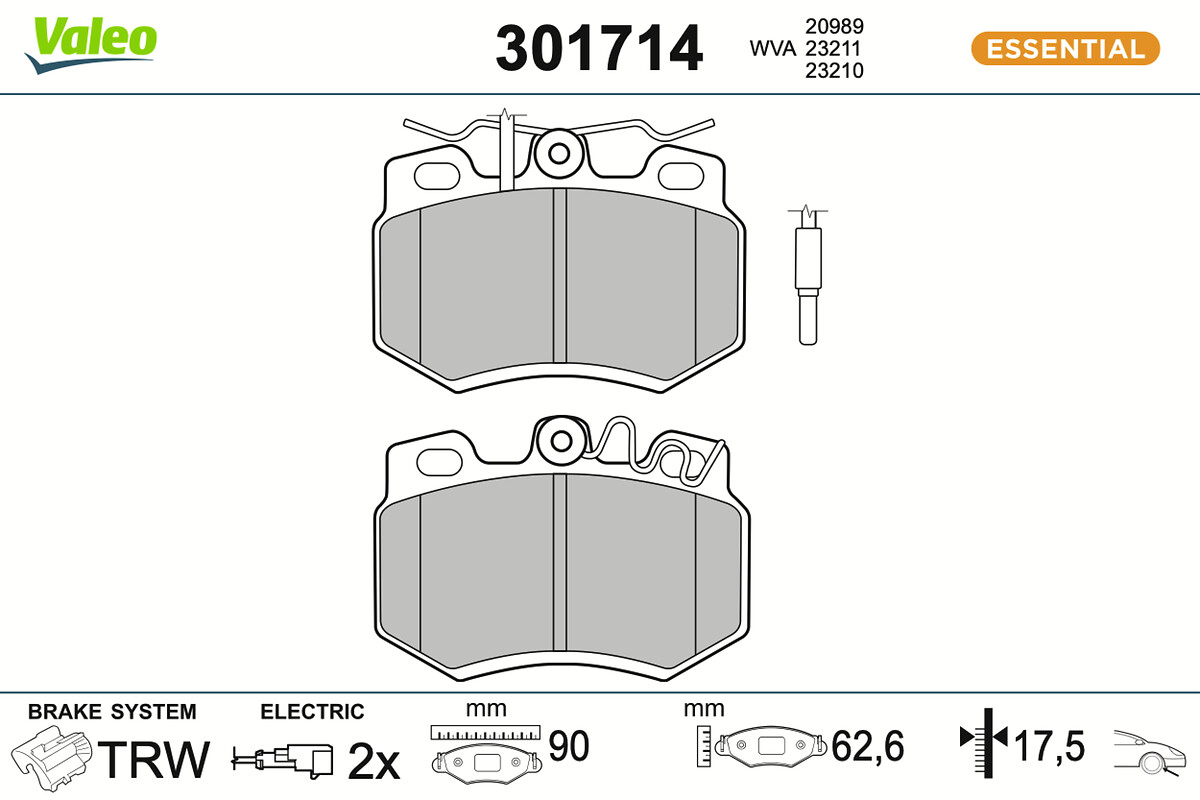 Jeu de 4 plaquettes de frein VALEO ref. 301714